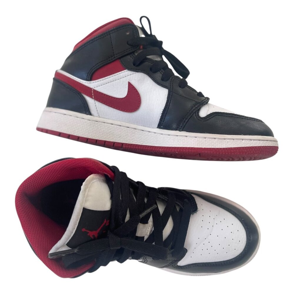 Jordan Women's 1 Mid Gym Red Panda Shoes sz 4Y EUR 36, 23 cm UK 3.5 -DJ4695-122 - Picture 4 of 12